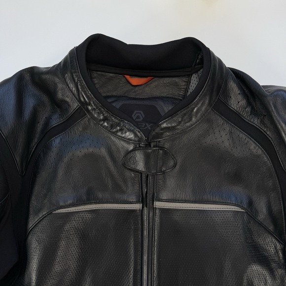 REAX Jackson Leather Motorcycle Jacket Mens 2XL Black Padded Protection SAS-Tec - Picture 3 of 16